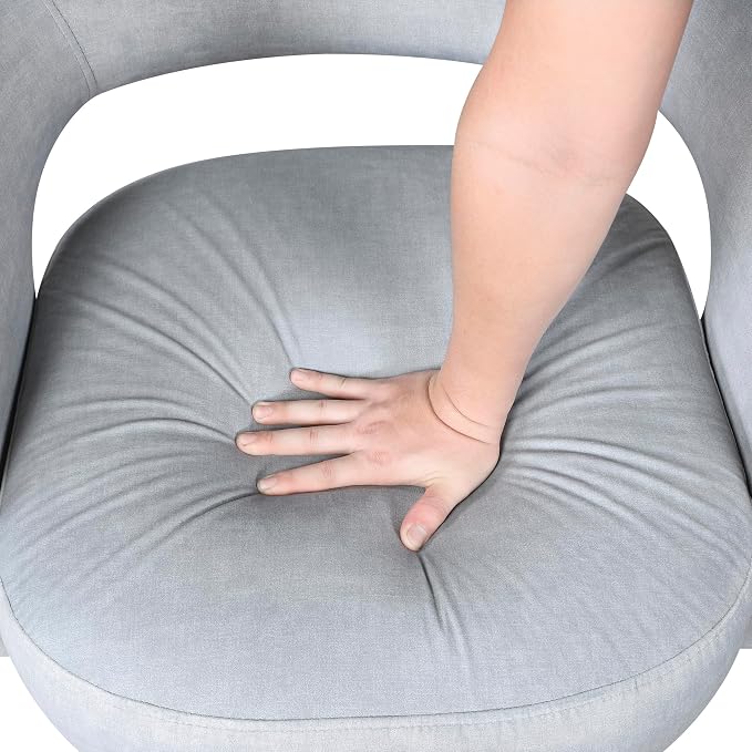 Lexicon 360 Degree Swivel Accent Chair, Modern Comfy Velvet Round Barrel Chair, Open Back, Plush Foam Cushions, Metal Swivel Base for Living Room/Bedroom/Office/Small Spaces, Gray
