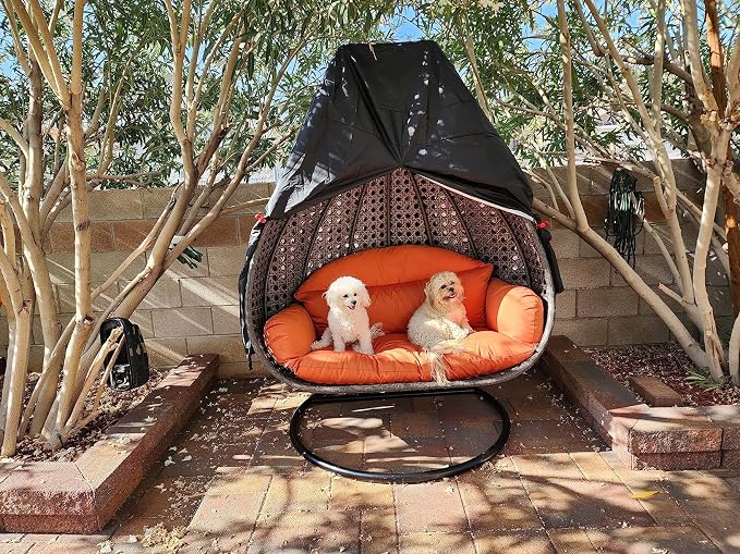 【Upgraded】Patio Egg Chair Covers with Zipper, 91 x 80 Large Wicker Egg Swing Chair Covers, Waterproof Heavy Duty Weather Resisatnt Outdoor Chair Cover, Windproof Hanging Chair Cover, Black, 1 Pack
