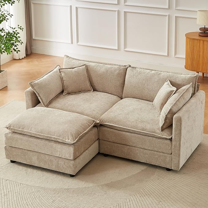 Modular Sectional Sofa, 77 Inch L Shaped Couch Set with Armrests, 2-Seater Comfy Cloud Couches for Living Room Apartment, Coffee