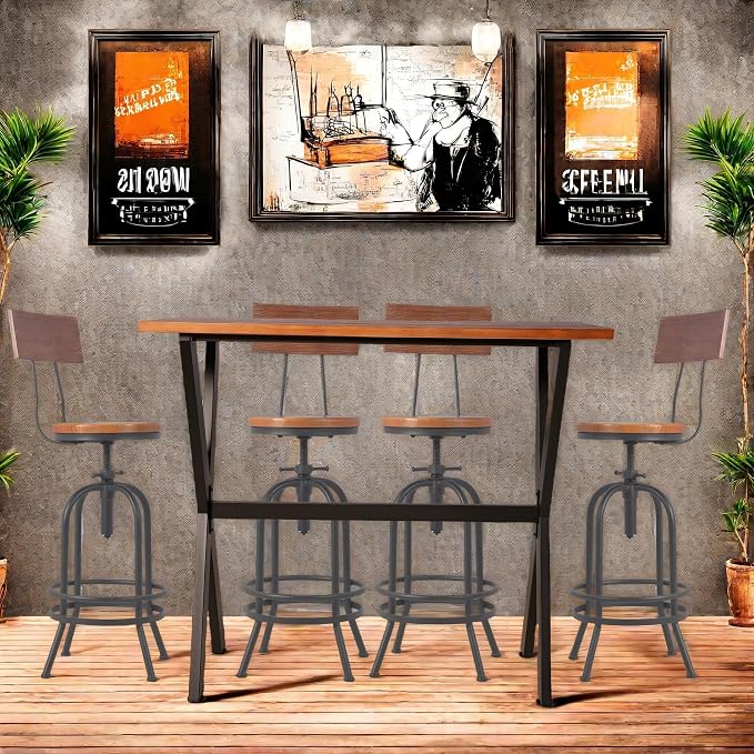 Industrial Rectangle Bar Table Vintage High Breakfast Dining Table in Kitchen Rustic Coffee Table Farmhouse Studying&Working Desk 47.3 * 19.7 * 41.3inch(L*W*H)
