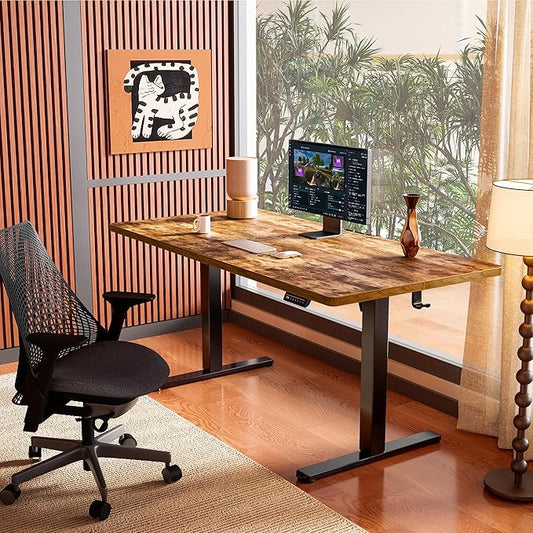 ErGear Height Adjustable Electric Standing Desk, 48 x 24 Inches Sit Stand up Desk, Memory Computer Home Office Desk, Vintage Brown