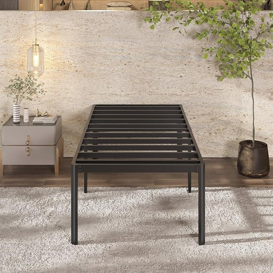 Lutown-Teen 22 Inch High Twin Bed Frames with Rounded Corner Legs, Heavy Duty Metal Twin Platform Bed Frame with Steel Slats Support, No Box Spring Needed, Noise Free, Easy Assembly