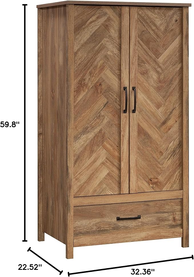 Sauder Cannery Bridge Armoire, L: 32.36" x W: 22.52" x H: 59.80", Sindoori Mango Finish