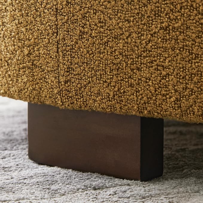Zihanhome 30 Inch Round Storage Ottoman, Ottoman Coffee Table with Lift Off Lid, Boucle Modern Ottomans with Storage for Living Room, Bedroom, Apartments (Yellow)