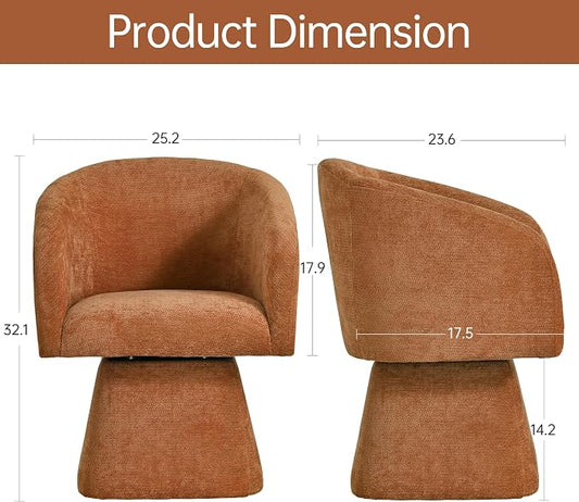 VKNOW Upholstered Swivel Dining Chairs Set of 4, Modern Dining Room Chairs with Barrel Back, Accent Arm Chair for Dining Room, Living Room, Bedroom, Vanity, Orange