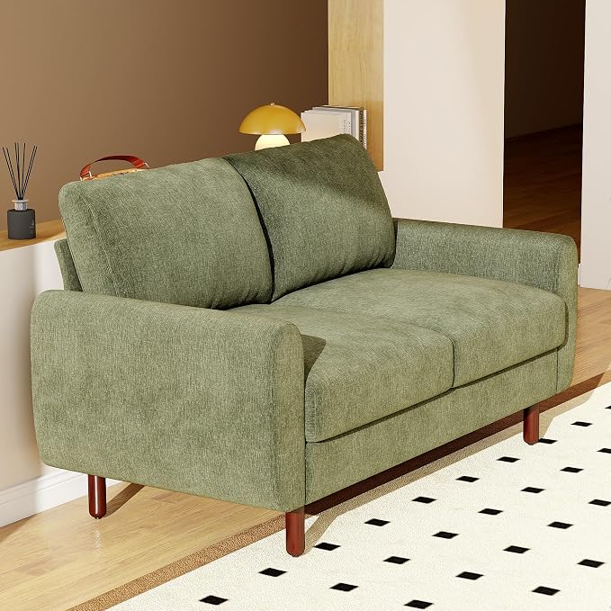Ihanherry 68" Loveseat Sofa, Modern 2-Seat Couch, Mid Century Sofa, Comfy Chenille Deep Seat Couch for Living Room, Bedroom, Office, Apartment, Green