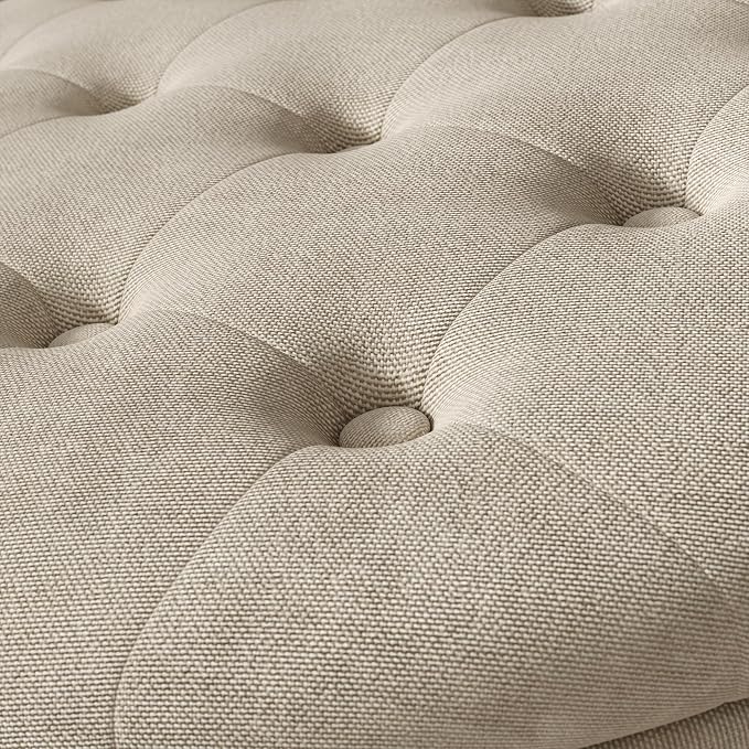 30 Inch Round Storage Ottoman,Modern Tufted Ottomans,Circular Coffee Table with Removable Top,Upholstered Large Ottoman with Storage Footrest Stool for Bedroom Living Room (Lightbrown)