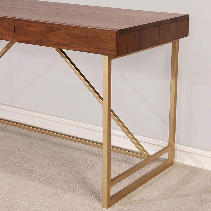24/7 Shop at Home Jannie Modern 1-Drawer Wood Desk, Light Walnut