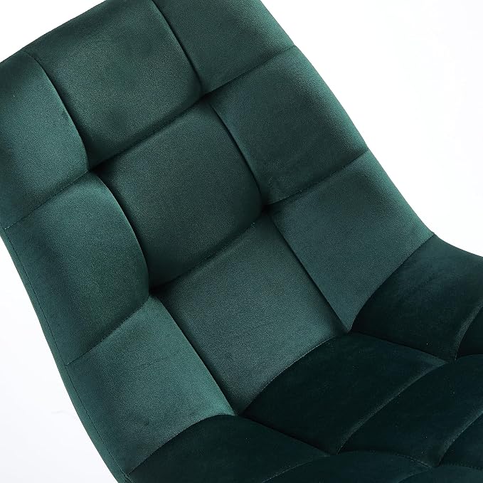 NORDICANA Forest Green Velvet Dining Chairs Set of 4, Upholstered Tufted Kitchen Chairs, Comfortable Seat, Metal Leg, Easy Assembly
