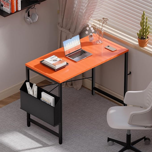 Pamray 32 Inch Computer Desk for Small Spaces with Storage Bag, Home Office Work Desk with Headphone Hook, Small Office Desk Study Writing Table