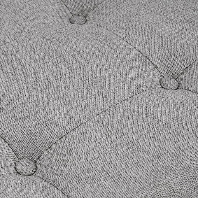 Furniliving 55” End of Bed Bench, Bedroom Bench with Button-Tufted, Large Upholstered Storage Ottoman Entryway Bench with Storage Shoe Cabinet Bench, for Bedroom, Linen, Grey