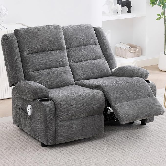 52Inch Reclining Loveseat Sofa,Power Loveseat Recliner,Electric Love seat Recliner Sofa for Bedroom,Living Room with Charging Ports,Grey