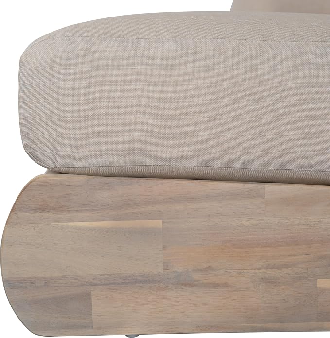 Merax Outdoor Acacia Wood Sofa with All-Weather Cushions, Patio Low 3-Seater Lounge Sofa for Porch, Lawn, Backyard, Balcony, Antique Gray White +Off White