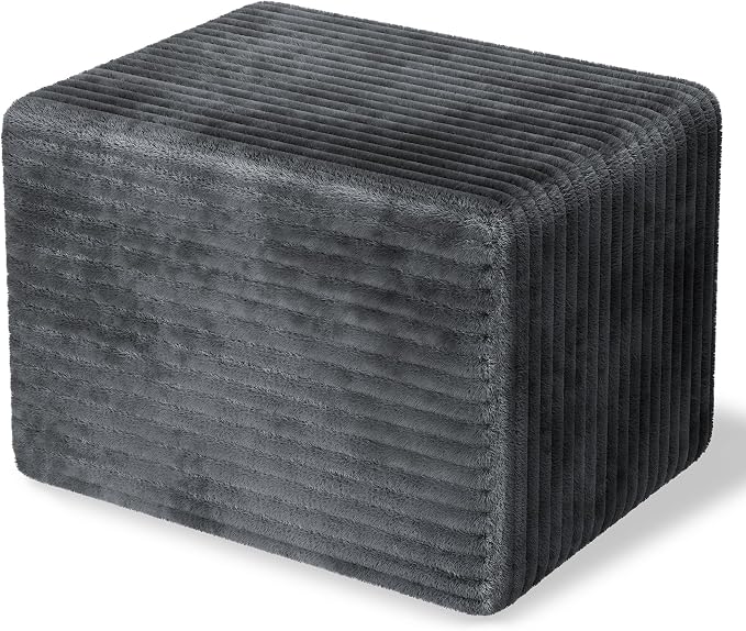 WLIVE Pouf Ottoman Foot Rest, Square Bean Bag Ottoman Coffee Table for Living Room, Grey