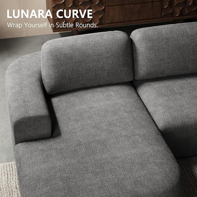 Dowinx 107'' Modular Sectional Sofa Couch with Chaise, No Assembly Required, Modern Bouclé-Inspired Upholstery, Convertible L-Shaped Design for Living Room – Charcoal Grey