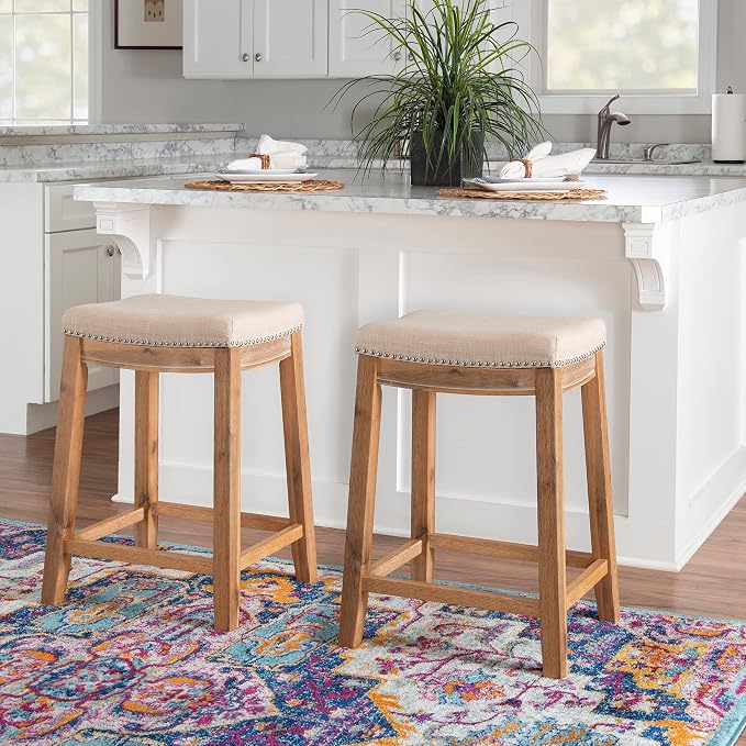 Linon Home Décor Kingston Acacia Counter Stool, Brown