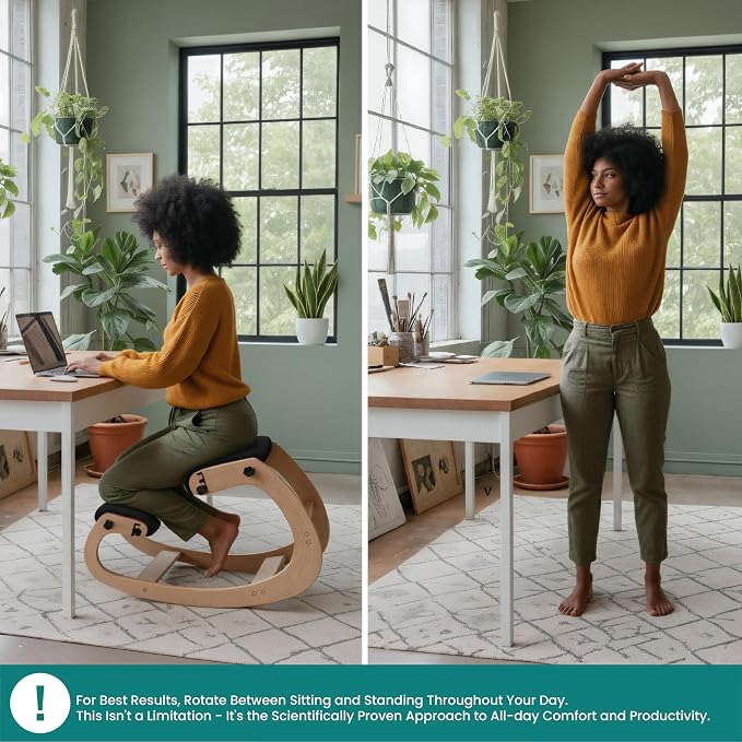 NYPOT Ergonomic Kneeling Chair with Adjustable Seats - Knee Chair for Posture Correction & Kneel Rocking Stool for Desk - Back Pain Relief for Home and Office, Supports 250 pounds - 5 Years Warranty
