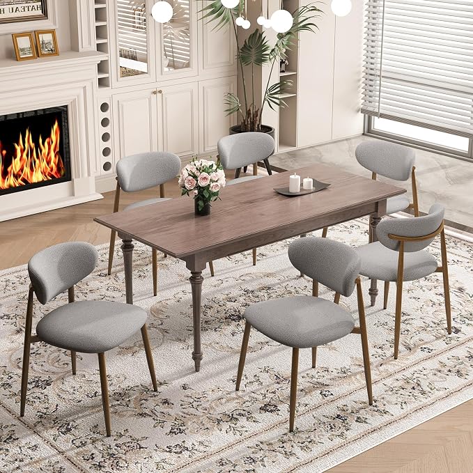 MALOL Dining Chairs Set of 2, Curved Back Kitchen Room Chairs with Metal Legs and Anti Slip Pads, Upholstered Dining Chair for Home and Restaurant, Light Grey