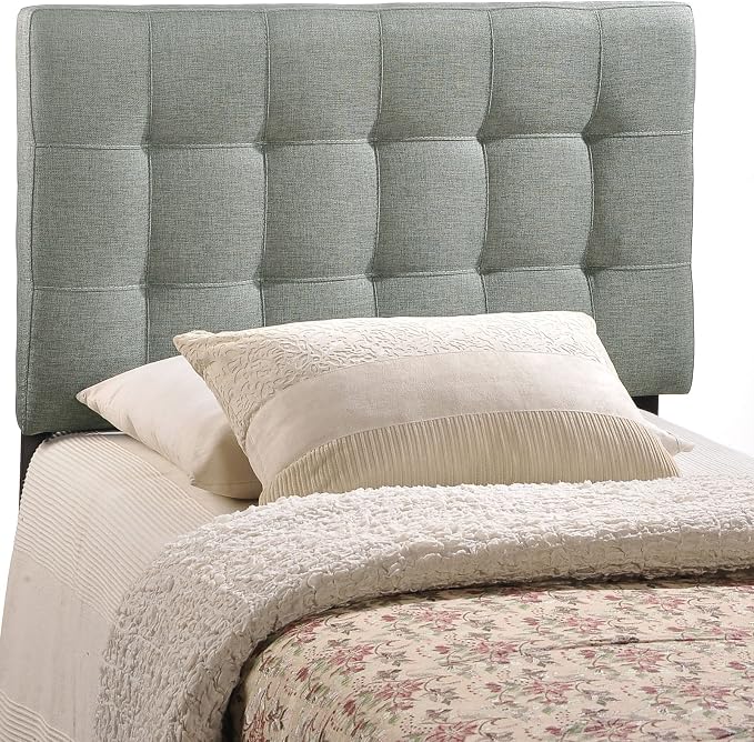 Modway Lily Tufted Linen Fabric Upholstered Twin Headboard in Gray