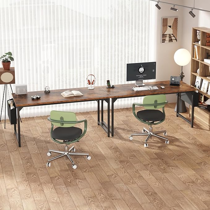 OLIXIS Computer Desk, 63 Inch Home Office Desks for Small Spaces, Writing Craft Study Gaming Table for Bedroom, Modern Computer Workstation with Storage Bag, Rustic Brown