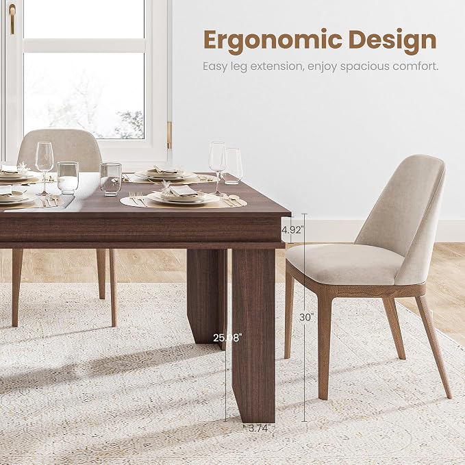 GarveeHome Farmhouse Dining Table for 6-8 People, 71 in Long Kitchen Tables with Wooden Sturdy Frame, 6 ft Large Rectangular Dinner Table for Dining Room, Kitchen (Brown, 71" Non-extendable)