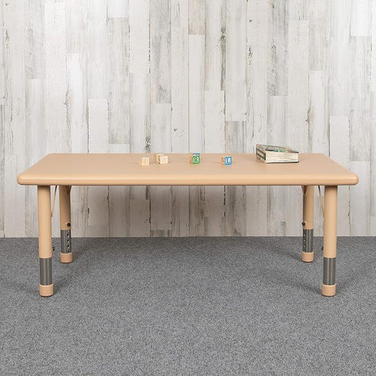 Flash Furniture Wren 24"W x 48"L Rectangular Natural Plastic Height Adjustable Activity Table