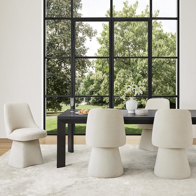 KISLOT Swivel Dining Chairs Set of 1, Upholstered Mid Century Modern Deskchair with High Back, Linen Fabric Kitchen Chairs for Dining Room, Bedroom, Dressing Room, Linen