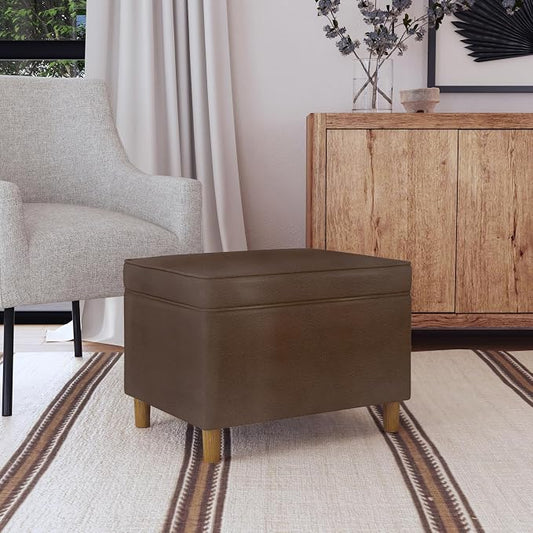 HomePop 24" Dinah Collection Storage Ottoman - Brown Faux Leather
