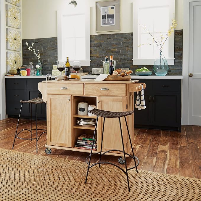 Homestyles General Line Natural Wood Mobile Kitchen Cart