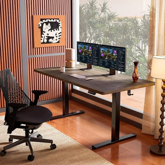 ErGear Height Adjustable Electric Standing Desk, 71 x 30 Inches Sit Stand up Desk, Memory Computer Home Office Desk, Dark Walnut