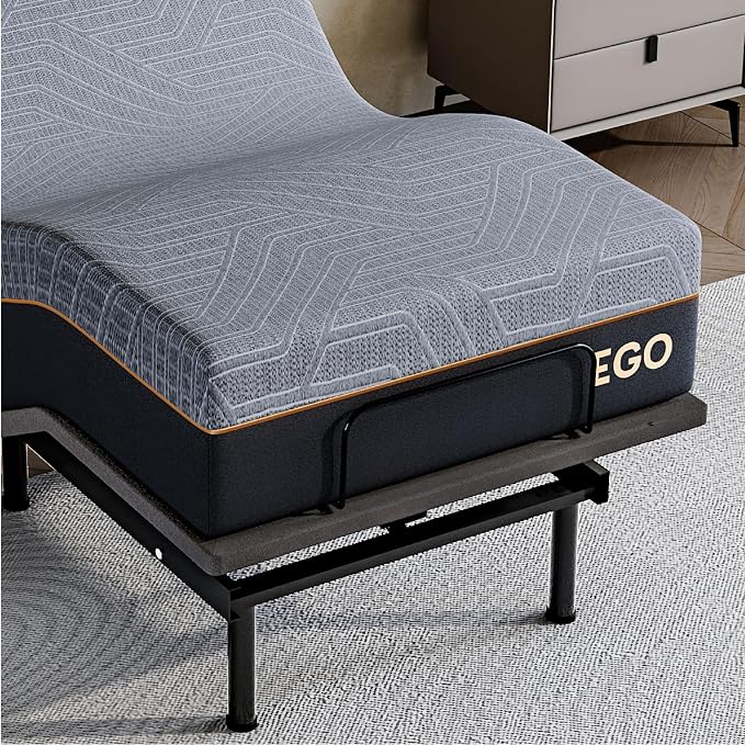 Dyonery Twin XL Adjustable Bed Base Frame with Wireless Remote + 12 Inch Twin XL Gel Memory Foam Mattress Bed in a Box, Head and Foot Incline, Zero Gravity, Fiberglass Free,80" × 38"
