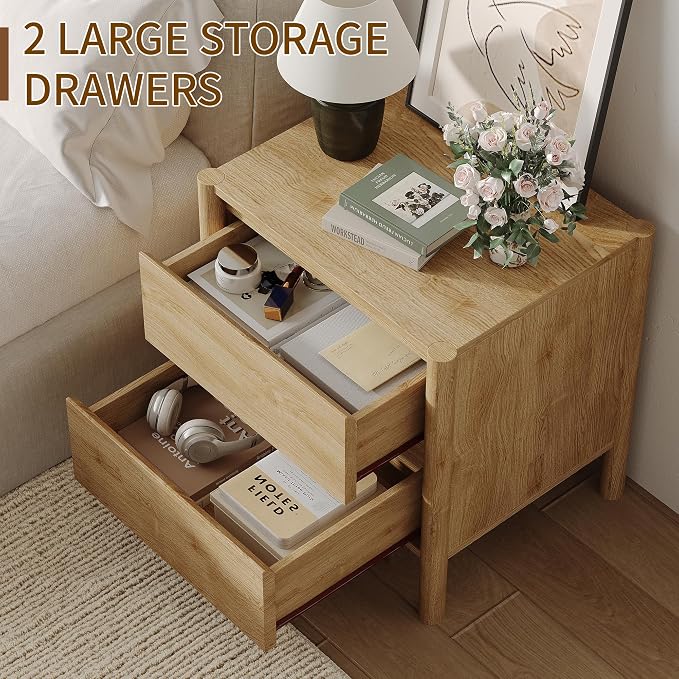 CHUWELL 3-Piece Bedroom Dresser Set-7 Drawer Dresser & 2 Nightstands,51" Wide Oak Dresser and Night Stands with Solid Wood Cylindrical Legs