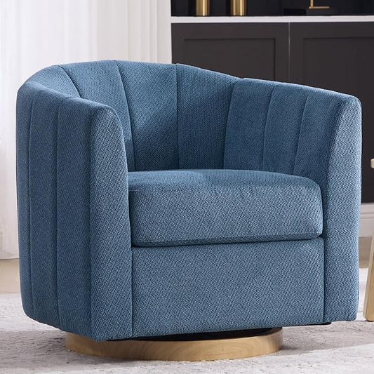 Swivel Barrel Chair Set of 2, 360 Degree Round Swivel Accent Chair for Living Room, Mid Century Modern Upholstered Accent Chair,Comfy Tufted Sofa Armchairs for Bedroom,Nursery,Chenille, Blue
