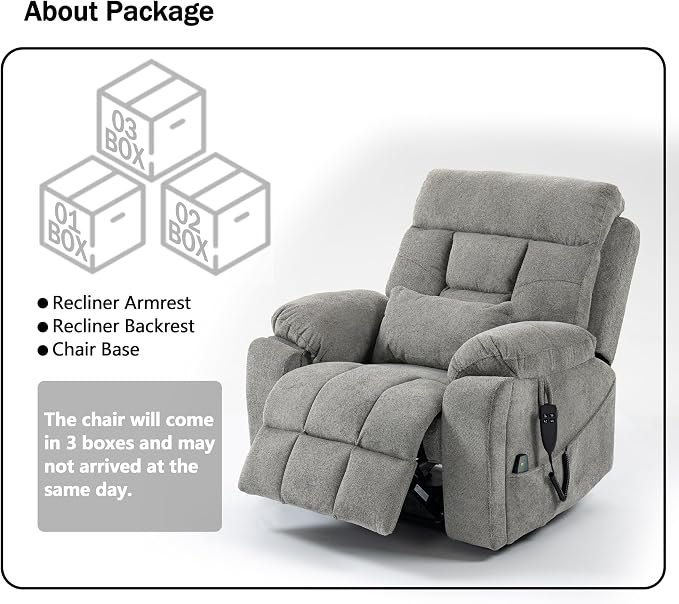 JIKFRIMA Dual Motor Power Lift Recliner Chair with Massage Heating for Adults Elderly, Electric Lift Chairs Lay Flat Recliners, Infinite Position, 2 Hidden Cup Holders