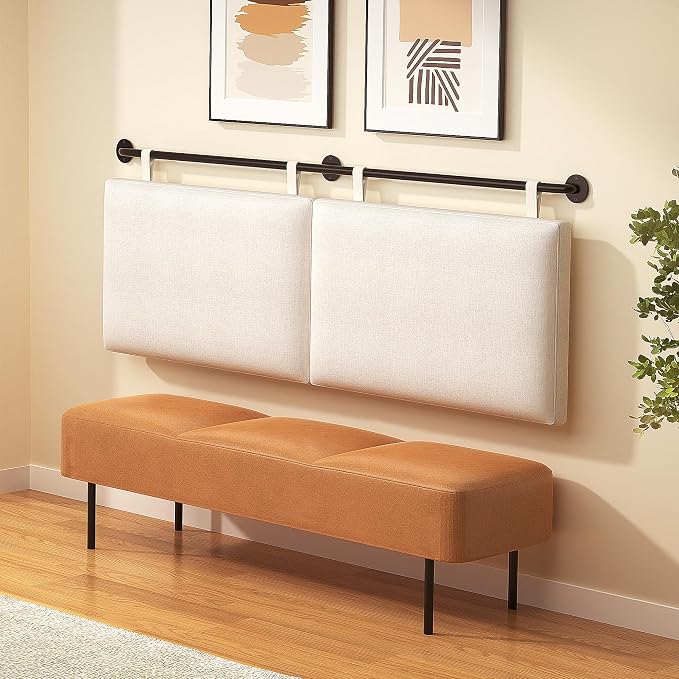 BSHOMGI Headboards Queen Size Bed Headboard Wall Mounted with Linen Upholstery Hanging Headboard for Bedroom, Beige