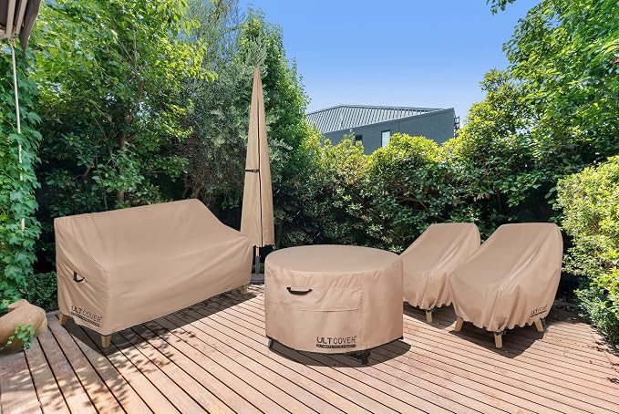ULTCOVER Patio Fire Pit Table Cover Round 40 inch Outdoor Waterproof Fire Bowl Cover