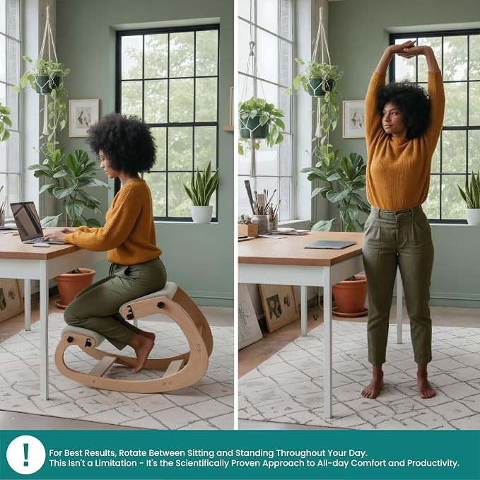 NYPOT Ergonomic Kneeling Chair with Adjustable Seats - Knee Chair for Posture Correction & Kneel Rocking Stool for Desk - Back Pain Relief for Home and Office, Supports 250 pounds - 5 Years Warranty
