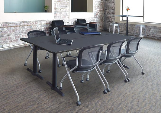 Romig Pillar 84 x 24 in. Steel T-Base Training Seminar Table- Grey