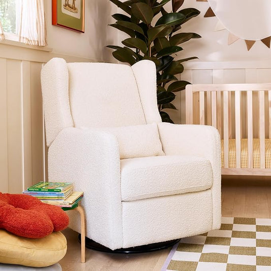 Carter's by Davinci Arlo Recliner and Swivel Glider in Ivory Boucle, Greenguard Gold Certified
