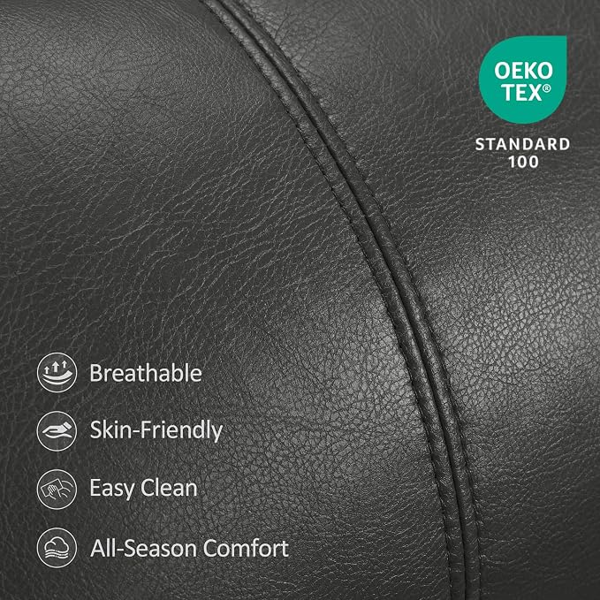 MCombo Lift Chair for Tall Man 6‘6’’, Dual Motor Power Lift Recliner Chair for Elderly, Lay Flat for Sleeping, Heat and Massage, USB & Type C, Faux Leather 7755 (Grey)