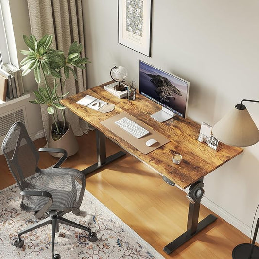 Agilestic Electric Standing Desk, 60 x 24 Inches Height Adjustable Desk, Sit Stand up for Work Office Home, Ergonomic Rising Computer Table with Memory Preset, Rustic Brown