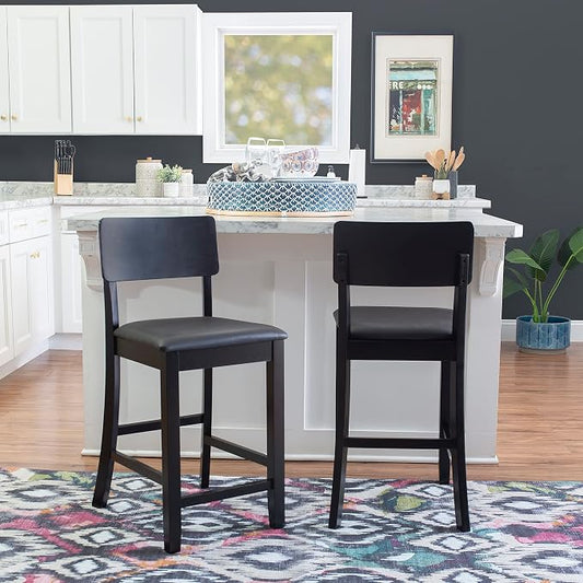 Linon Home Dcor Linon Torino Contemporary Counter Stool, 17"w x 20"d x 37"h, Black