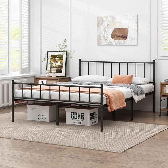 DIIYIV Cal King Metal Bed Frame,Steel Slat Support,Noise Free,Easy Assembly | Cal King Size Bed,Mattress Foundation,Underbed Storage,No Box Spring Needed