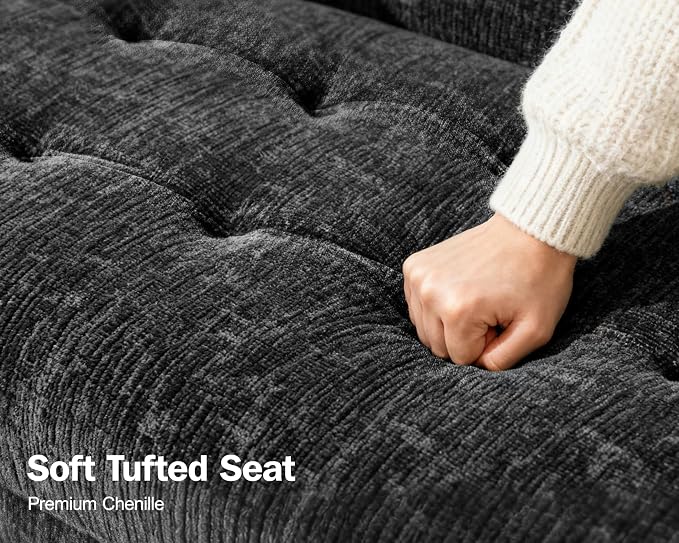 Vipbear 5 Seat L Shaped Modular Sectional Sleeper Sofa Bed with Pull Out Bed/Reclining Backrest/USB Ports/Storage Seat, Sectional Sleeper Couch, Tool-Free Assembly, Chenille Black