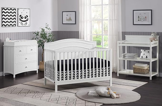 Oxford Baby Nolan 4-in-1 Convertible Baby Crib, Snow White, GreenGuard Gold Certified