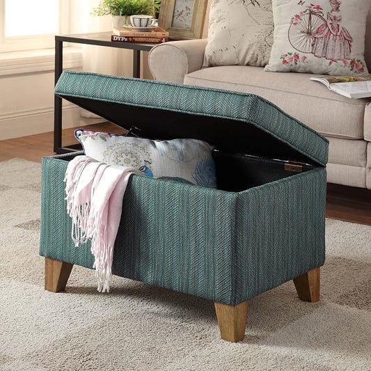 HomePop 24" Medium Square Storage Ottoman - Teal
