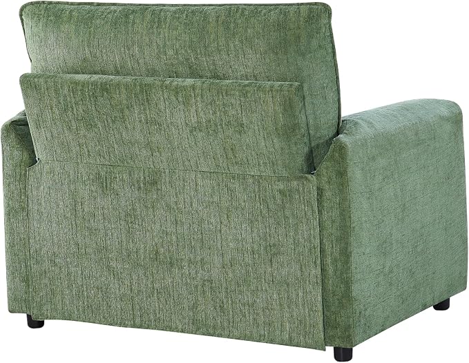 Oversized Accent Chair, 41 inch Modern Armchair for Living Room, Wide Reading Chair w/Deep Seat Springs Cushion, Padded Arms, Chenille Single Sofa Chair for Bedroom, Apartment, Green