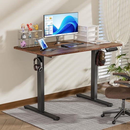 BIZUM 40x24 Inch Electric Standing Desk with Memory Presets, Quiet Motor Height Adjustable Stand Up Desk for Home Office & Gaming, Ergonomic Sit Stand Workstation,Walnut