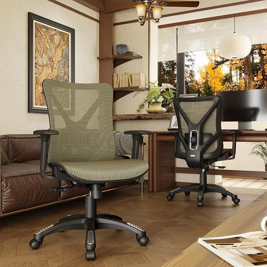 Ergonomic Office Chair, Mesh Computer Desk Chairs with Adjustable Lumbar Support, 3D Armrests, Tilt Function, Comfy Wide Seat, Swivel Executive Work Task Chair for Company and Home