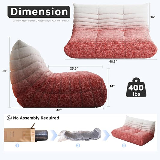 WHGBJA Bean Bag Chairs for Adults with Memory Foam Couch, Loveseat Sofa Chair for Bedroom, Living Room, Reading, Gaming Floor Sofa Couch, Boneless, Comfy